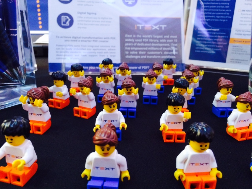 Our minifigs at OSCON London, open source PDF