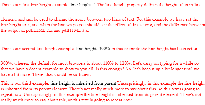 Line-height HTML example