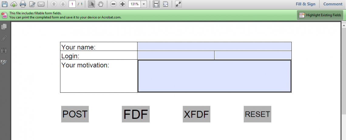 A PDF form shown in a browser