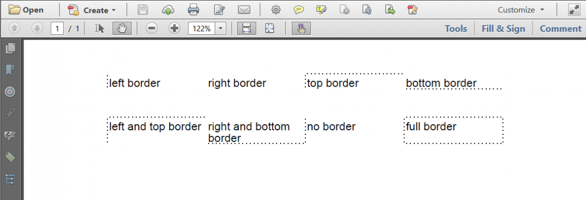 Table cells with different border types
