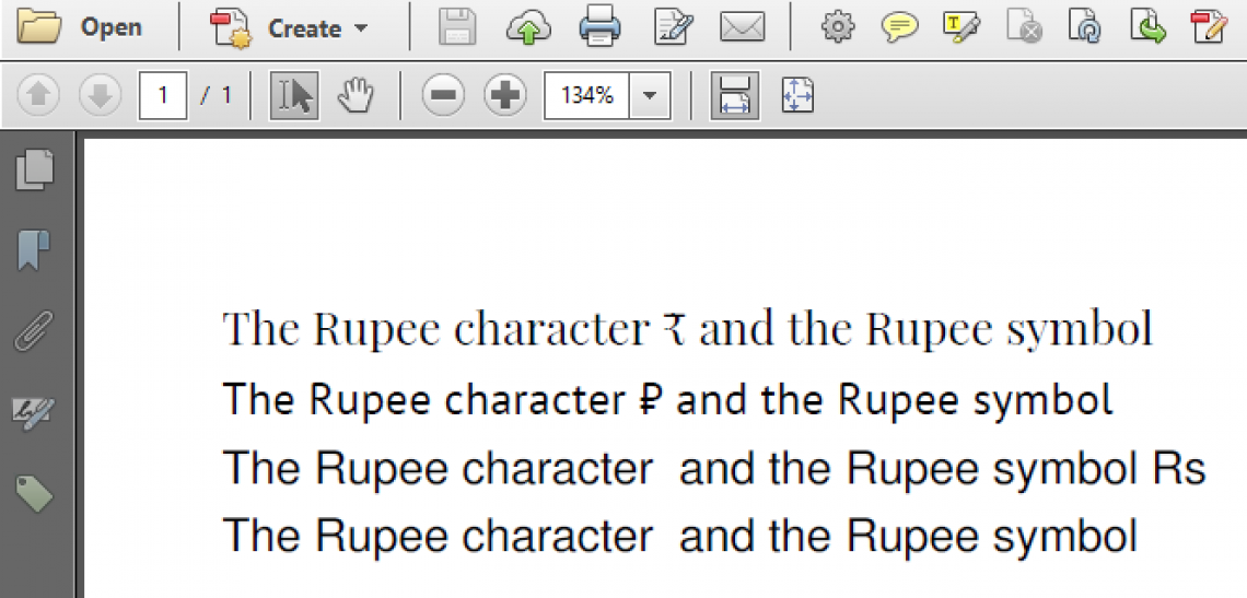 Rupee character vs Rupee Symbol