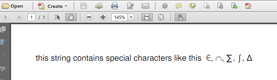 Symbols in a PDF file