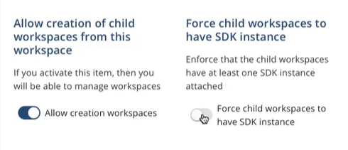 Configure child workspace without SD instances