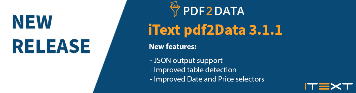 iText pdf2Data 3.1.1 release