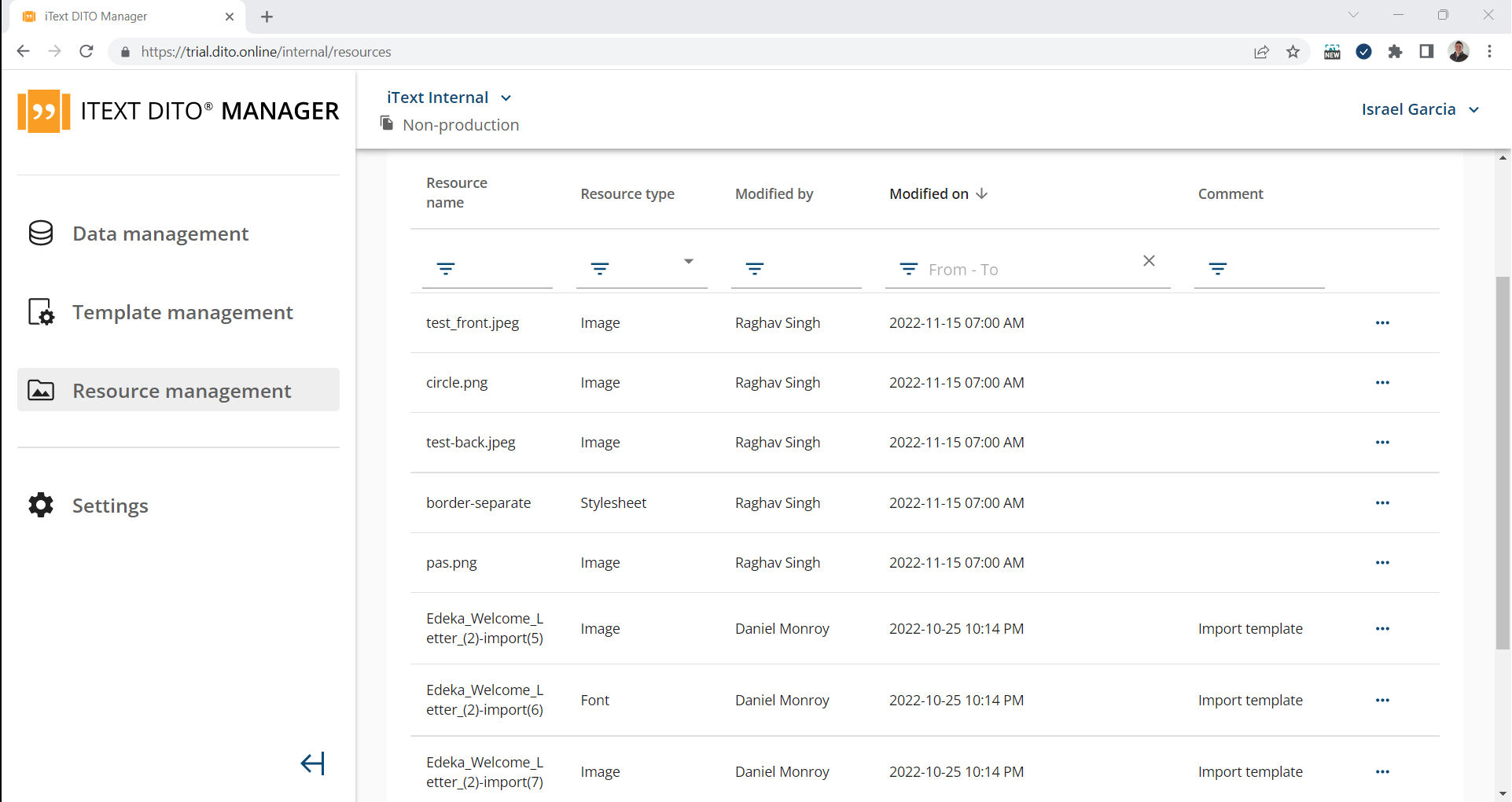 template resource management