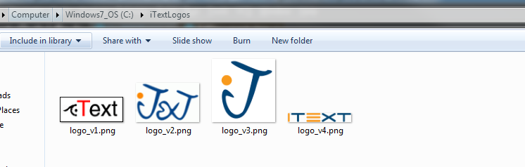 A view of the iTextLogos directory