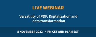 Live Webinar Versatility of PDF: Digitalization and data transformation