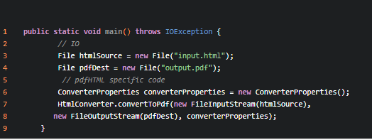 A screenshot of pdfHTML code