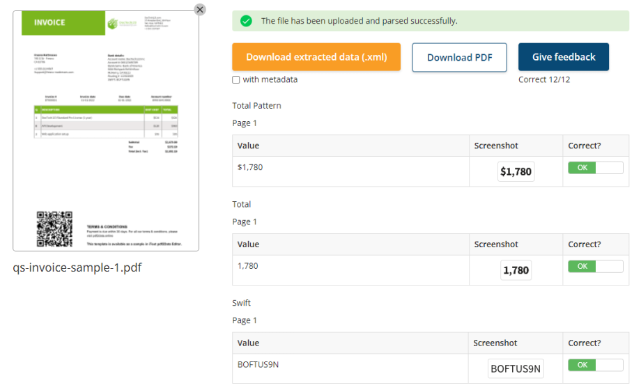 iText pdf2Data extraction results